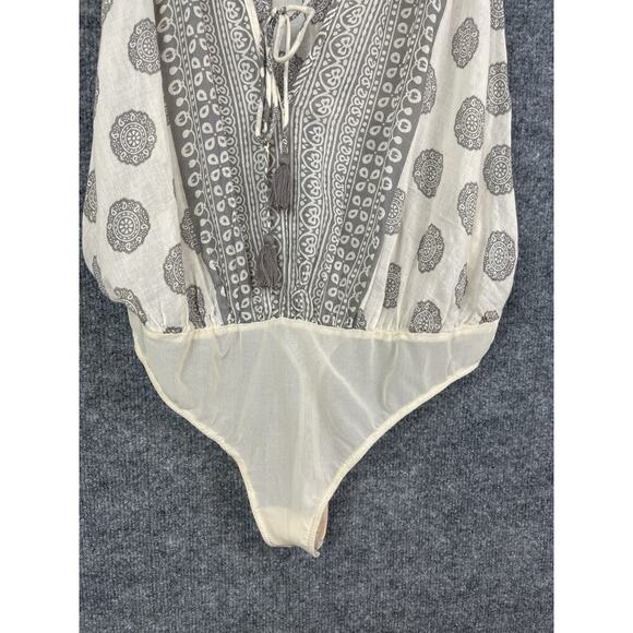 Free People Tan Brown Sleeveless Open Side Sheer Tie Accent Bodysuit Size M - Picture 4 of 11